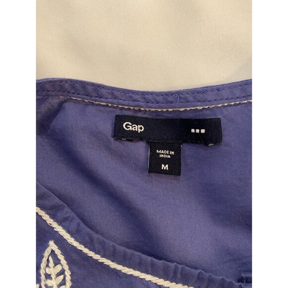 GAP Periwinkle 3/4 Sleeve Embroidery Boho Peasant Blouse Womens Size Medium Top - Picture 7 of 12